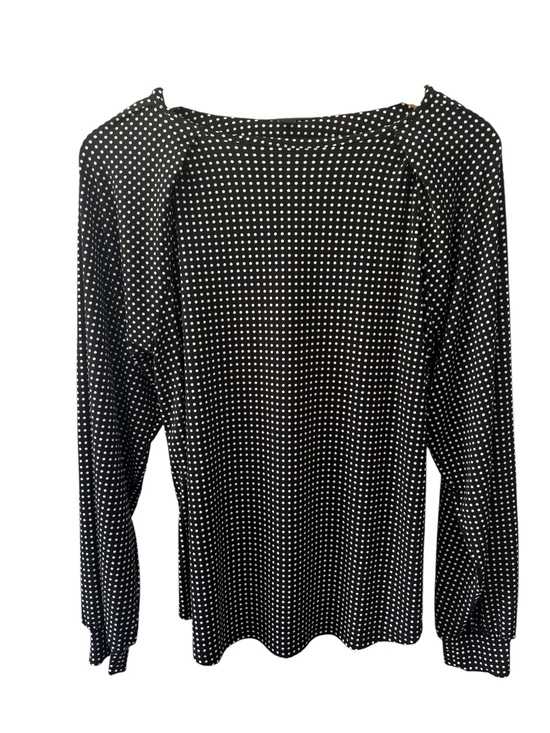 Banana Republic Tops - Banana Republic Polka Dot Blouse Size Medium Black/White Round Neck Long Sleeve